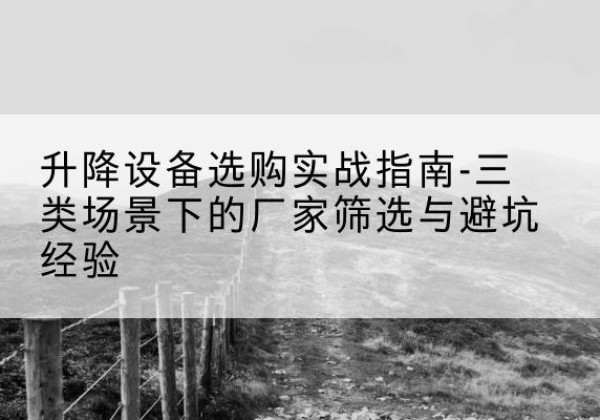 巢湖移动式升降机厂家推荐-升降设备选购实战指南-三类场景下的厂家筛选与避坑经验